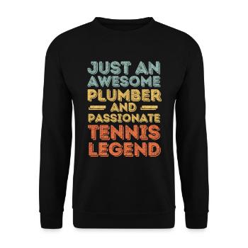 Plumber Tennis legend retro - Unisex Sweatshirt - black - Front - Alina (178cm) & Michal (187cm)