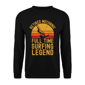 Retired mechanic windsurfing legend - Unisex Sweatshirt - black - Front - Alina (178cm) & Michal (187cm)