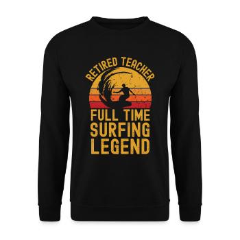 Retired teacher surfing legend - Unisex Sweatshirt - black - Front - Alina (178cm) & Michal (187cm)