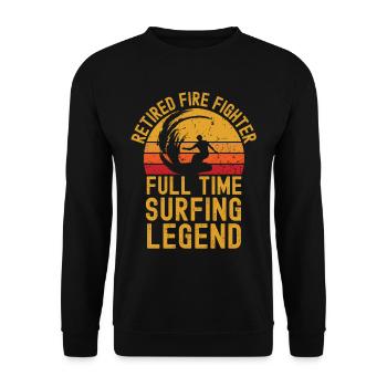 Retired fire fighter surfing legend - Unisex Sweatshirt - black - Front - Alina (178cm) & Michal (187cm)