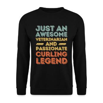 Tierarzt Curling Legende retro - Unisex Pullover - Schwarz - Vorne - Alina (178cm) & Michal (187cm)