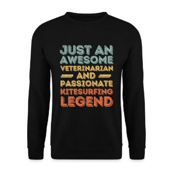 Tierarzt Kitesurfing Legende retro - Unisex Pullover - Schwarz - Vorne - Alina (178cm) & Michal (187cm)