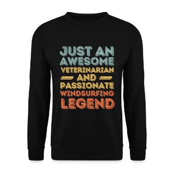 Tierarzt Windsurfen Legende retro - Unisex Pullover - Schwarz - Vorne - Alina (178cm) & Michal (187cm)