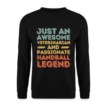 Tierarzt Handballlegende retro - Unisex Pullover - Schwarz - Vorne - Alina (178cm) & Michal (187cm)