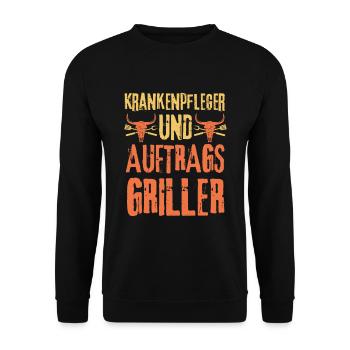 Krankenpfleger und Grillen - Unisex Pullover - Schwarz - Vorne - Alina (178cm) & Michal (187cm)