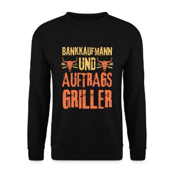 Bankkaufmann und Grillen - Unisex Pullover - Schwarz - Vorne - Alina (178cm) & Michal (187cm)