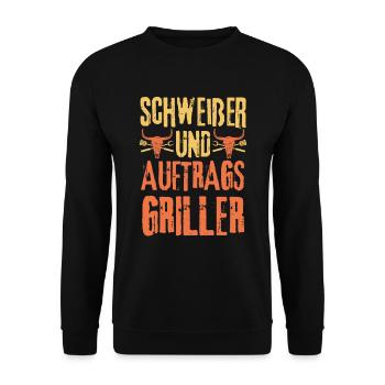 Schweißer und Grillen - Unisex Pullover - Schwarz - Vorne - Alina (178cm) & Michal (187cm)