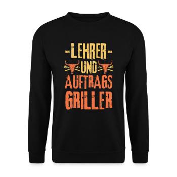 Lehrer und Grillen - Unisex Pullover - Schwarz - Vorne - Alina (178cm) & Michal (187cm)