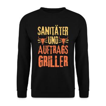 Sanitäter und Grillen - Unisex Pullover - Schwarz - Vorne - Alina (178cm) & Michal (187cm)