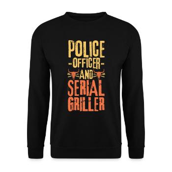 Polizist und Seriengriller - Unisex Pullover - Schwarz - Vorne - Alina (178cm) & Michal (187cm)