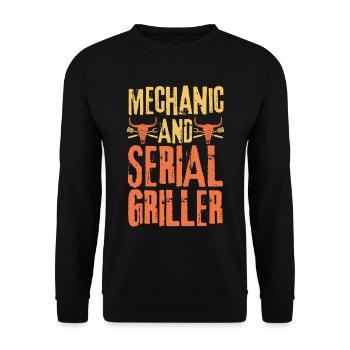 Mechaniker und Seriengriller - Unisex Pullover - Schwarz - Vorne - Alina (178cm) & Michal (187cm)