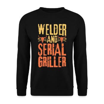 Schweißer und Seriengriller - Unisex Pullover - Schwarz - Vorne - Alina (178cm) & Michal (187cm)