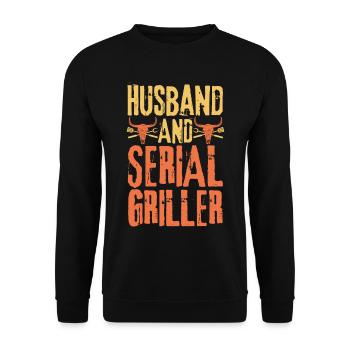 Ehemann und Seriengriller - Unisex Pullover - Schwarz - Vorne - Alina (178cm) & Michal (187cm)