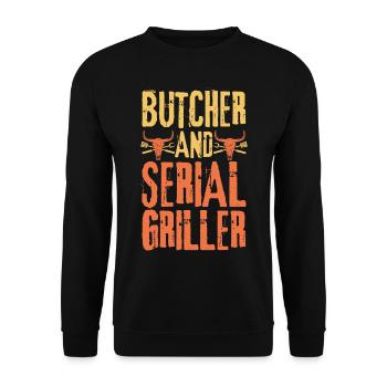 Metzger und Seriengriller - Unisex Pullover - Schwarz - Vorne - Alina (178cm) & Michal (187cm)