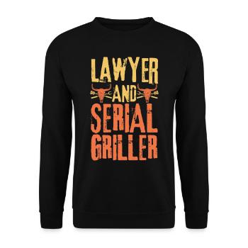 Rechtsanwalt und Seriengriller - Unisex Pullover - Schwarz - Vorne - Alina (178cm) & Michal (187cm)