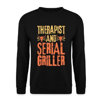 Therapist and Serial Griller - Unisex Sweatshirt - black - Front - Alina (178cm) & Michal (187cm)