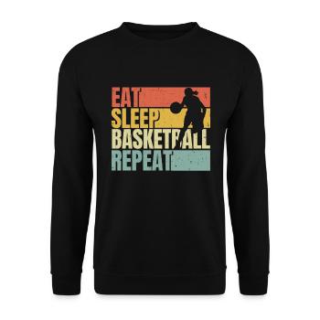 Eat sleep Basketball repeat - Unisex Sweatshirt - black - Front - Alina (178cm) & Michal (187cm)