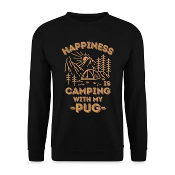 Camping mit Mops - Unisex Pullover - Schwarz - Vorne - Alina (178cm) & Michal (187cm)