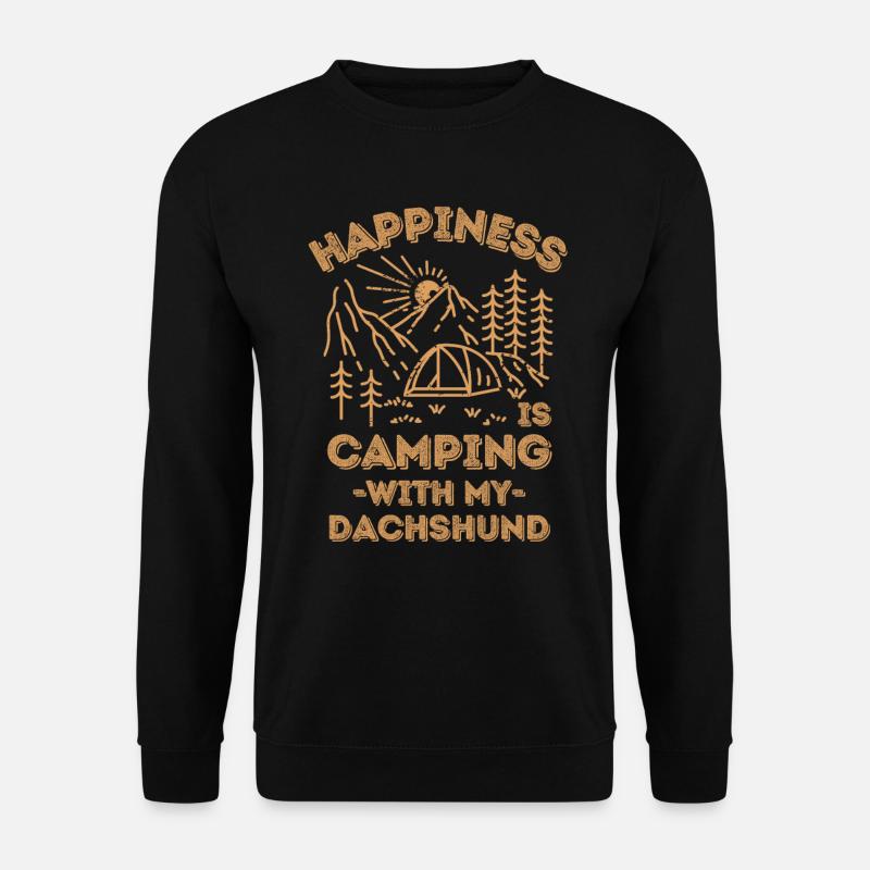 Camping mit Dackel - Unisex Pullover - Schwarz