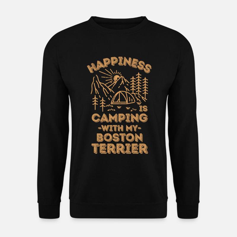 Camping with boston-terrier - Unisex Sweatshirt - black