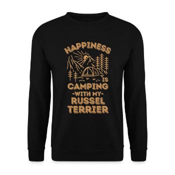 Camping mit Russel-Terrier - Unisex Pullover - Schwarz - Vorne - Alina (178cm) & Michal (187cm)