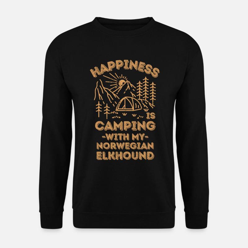 Camping with norwegian-elkhound - Unisex Sweatshirt - black