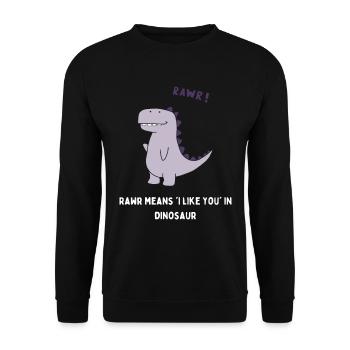 Funny-Dino - Unisex Pullover - Schwarz - Vorne - Alina (178cm) & Michal (187cm)
