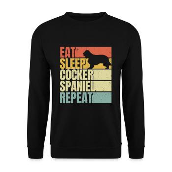 Manger dormir Cocker-épagneul répéter - Sweat-shirt Unisexe - noir - Devant - Alina (178cm) & Michal (187cm)