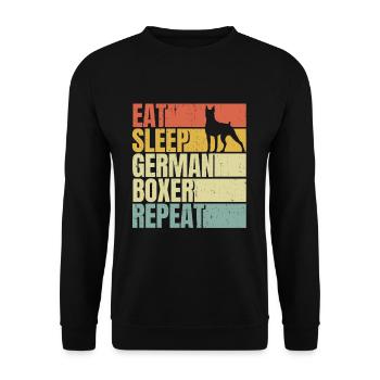 Essen schlafen Deutsch-Boxer Wiederholung - Unisex Pullover - Schwarz - Vorne - Alina (178cm) & Michal (187cm)