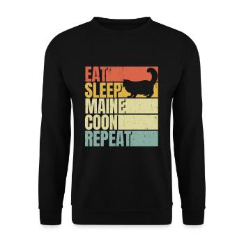 Mangez dormir Maine-coon répéter - Sweat-shirt Unisexe - noir - Devant - Alina (178cm) & Michal (187cm)