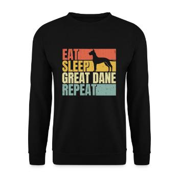 Manger dormir Répétition de Grand-danois - Sweat-shirt Unisexe - noir - Devant - Alina (178cm) & Michal (187cm)