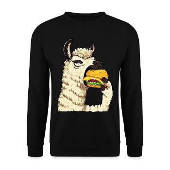 Lama mangeur de cheeseburger - Sweat-shirt Unisexe - noir - Devant - Alina (178cm) & Michal (187cm)