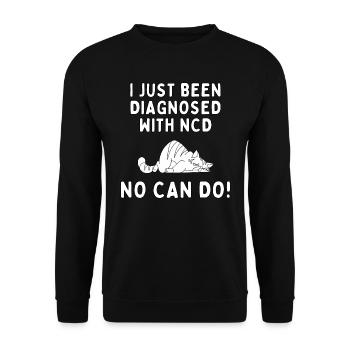 Lustige No Can Do Katze - Unisex Pullover - Schwarz - Vorne - Alina (178cm) & Michal (187cm)