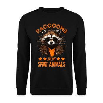 Waschbär mit Sonnenbrille - Unisex Pullover - Schwarz - Vorne - Alina (178cm) & Michal (187cm)