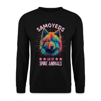 Samoyed Lovers Colorful Samoyed - Unisex Sweatshirt - black - Front - Alina (178cm) & Michal (187cm)