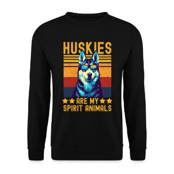 Husky mit sonnenbrille retro - Unisex Pullover - Schwarz - Vorne - Alina (178cm) & Michal (187cm)