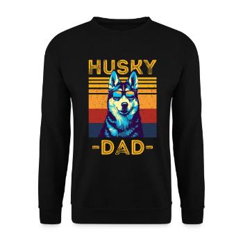 Husky mit sonnenbrille retro - Unisex Pullover - Schwarz - Vorne - Alina (178cm) & Michal (187cm)