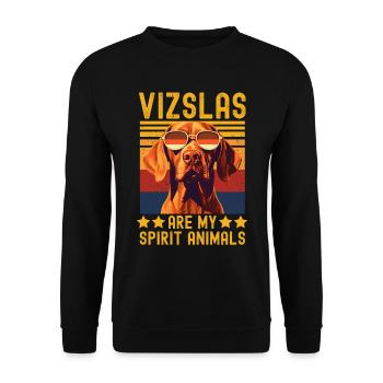 Vizsla with sunglasses retro - Unisex Sweatshirt - black - Front - Alina (178cm) & Michal (187cm)