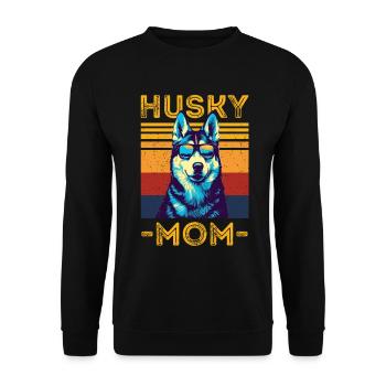 Husky mit sonnenbrille retro Husky mom - Unisex Pullover - Schwarz - Vorne - Alina (178cm) & Michal (187cm)