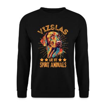 Colorful Vizsla - Unisex Sweatshirt - black - Front - Alina (178cm) & Michal (187cm)