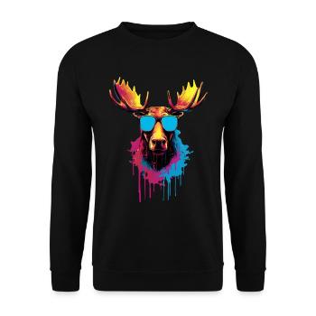 Colorful moose with sunglasses - Unisex Sweatshirt - black - Front - Alina (178cm) & Michal (187cm)