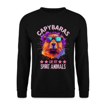 Capybara mit Sonnenbrille - Unisex Pullover - Schwarz - Vorne - Alina (178cm) & Michal (187cm)