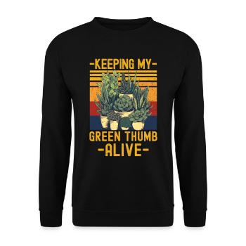 Sukkulenten Lustiger Spruch - Unisex Pullover - Schwarz - Vorne - Alina (178cm) & Michal (187cm)