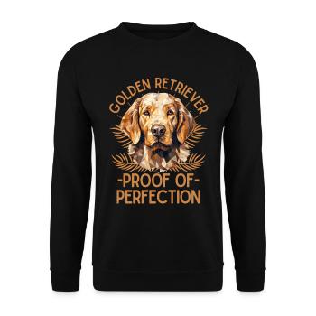 Golden Retriever Liebhaber Spruch Perfektion - Unisex Pullover - Schwarz - Vorne - Alina (178cm) & Michal (187cm)