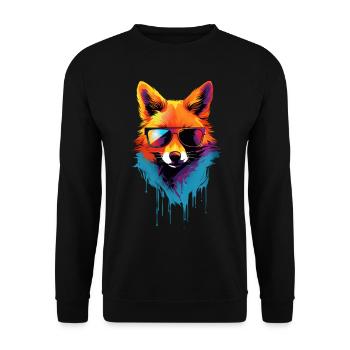 Renard coloré avec des lunettes de soleil - Sweat-shirt Unisexe - noir - Devant - Alina (178cm) & Michal (187cm)