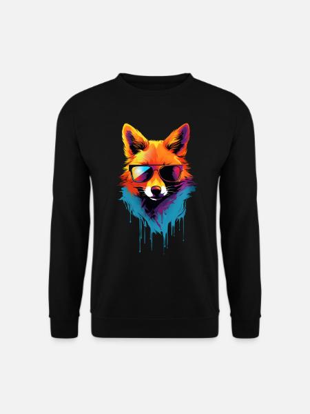 Bunter Fuchs mit Sonnenbrille - Unisex Pullover - Schwarz
