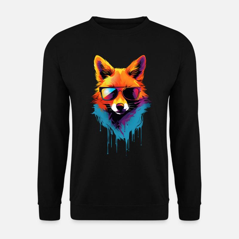 Bunter Fuchs mit Sonnenbrille - Unisex Pullover - Schwarz