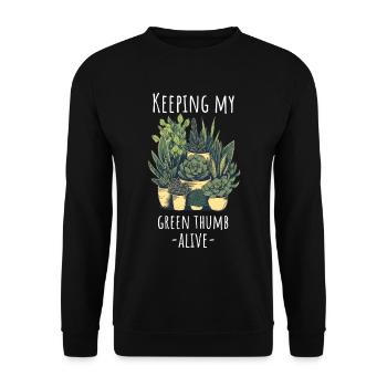 Sukkulenten Lustiger Spruch - Unisex Pullover - Schwarz - Vorne - Alina (178cm) & Michal (187cm)