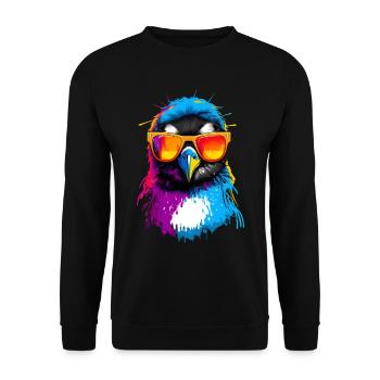 Colorful penguin with sunglasses - Unisex Sweatshirt - black - Front - Alina (178cm) & Michal (187cm)