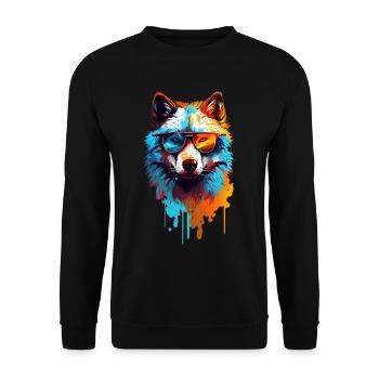 Loup coloré avec des lunettes de soleil - Sweat-shirt Unisexe - noir - Devant - Alina (178cm) & Michal (187cm)